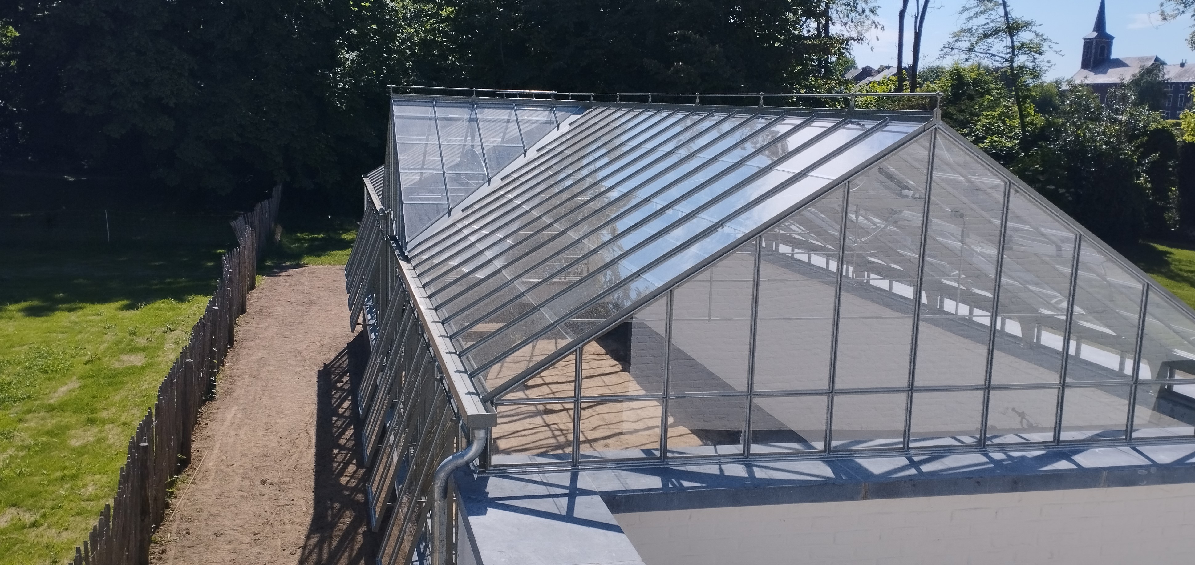 serre adossé, toiture à 2 pans + transept